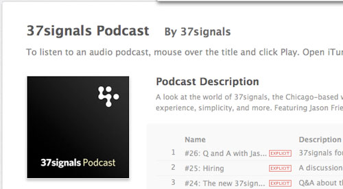 37signals in Designing the Airwaves: Podcasts Part in Design
