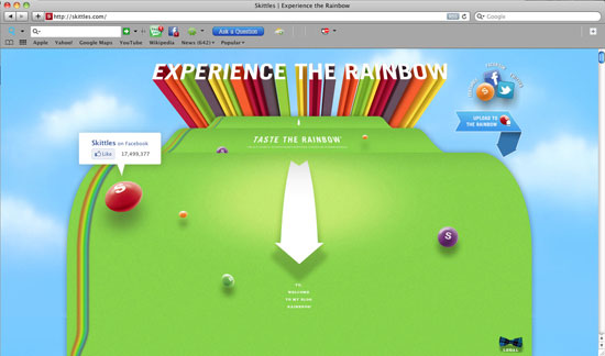 Skittles-des in The Keys to Making Fresh, Forwardly Aesthetic Web Designs