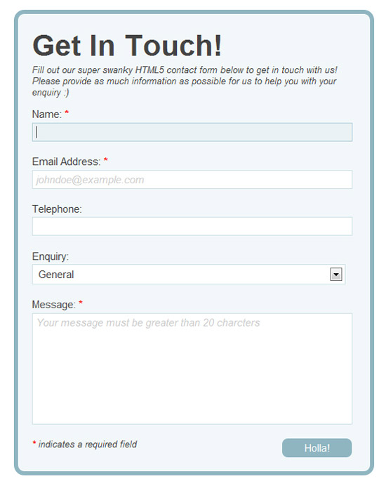 Build a Neat HTML5 Powered Contact Form