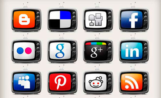 Television Social Media Icons Set 