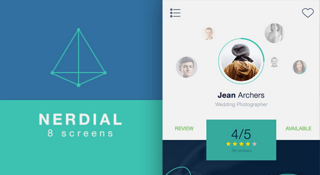 Nerdial: Flat Mobile App Sketch & PSD UI