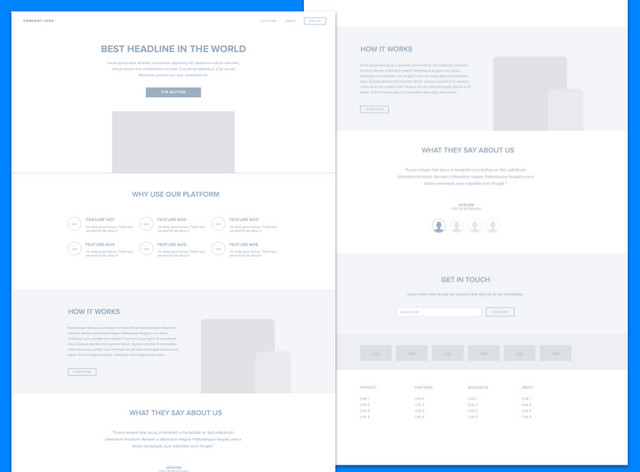landing page wireframe