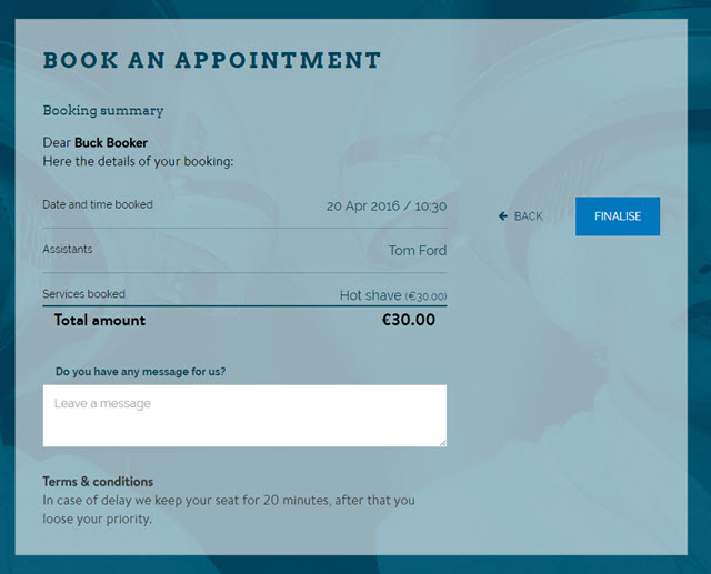 Salon Booking Step 5: Confirm your booking