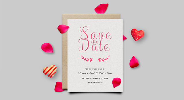 Save The Date: Invitation Card PSD Mockup 