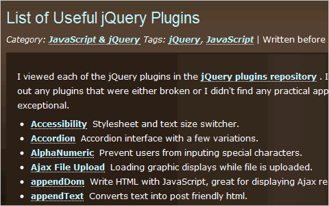 List of Useful jQuery Plugins: jQuery, JavaScript