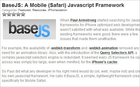 BaseJS: A Mobile (Safari) Javascript Framework 