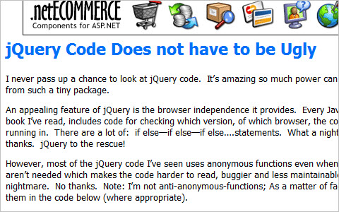     jQuery Code Does not have to be Ugly 