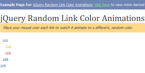 jQuery Random Link Color Animations