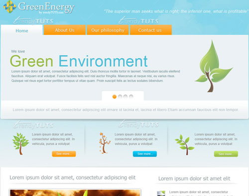 create-a green energy website in photoshop