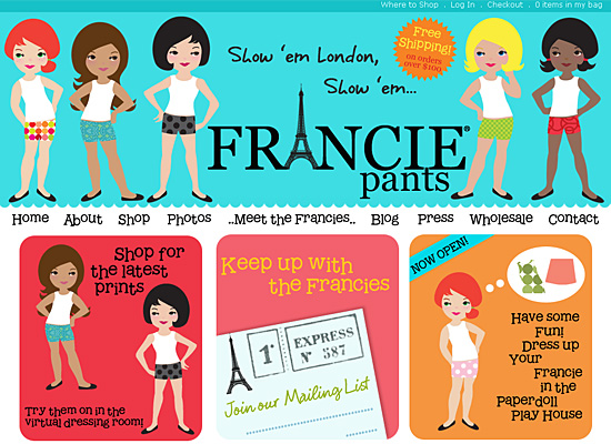francie pants website design
