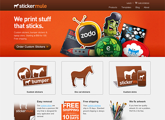 stickermule website design