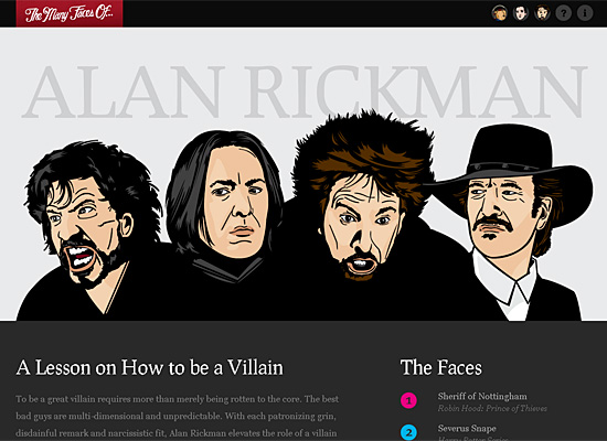 the many faces of alan rickman website design