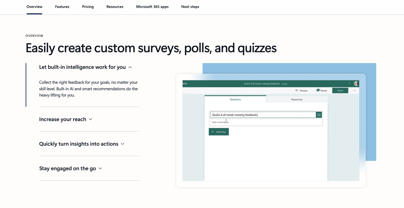 Microsoft Forms Landing Page