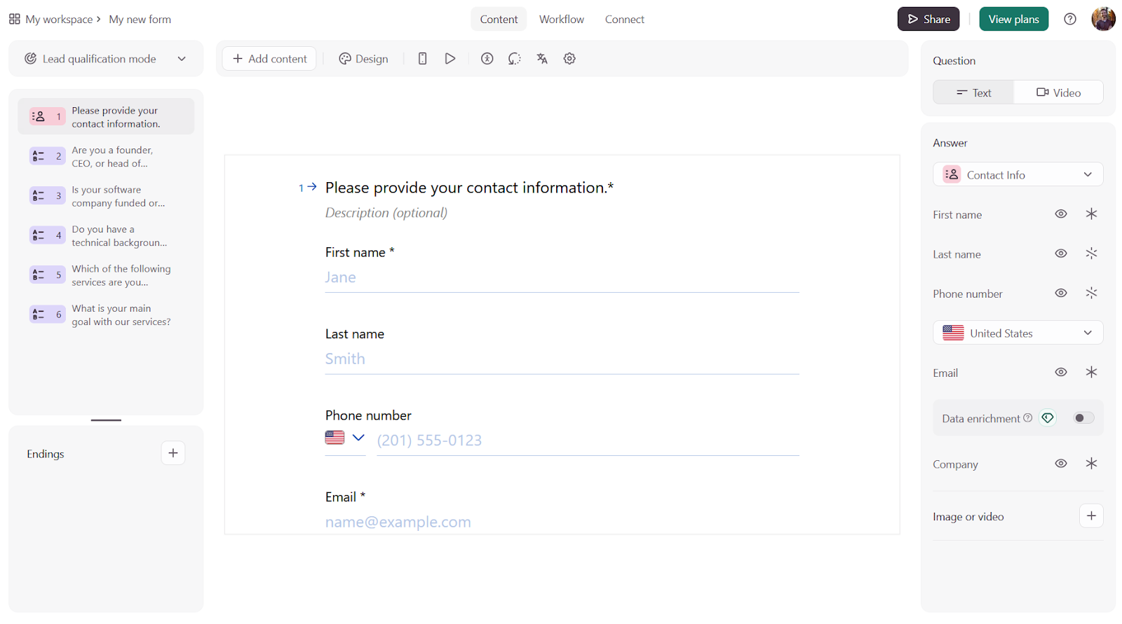 Typeform User Interface