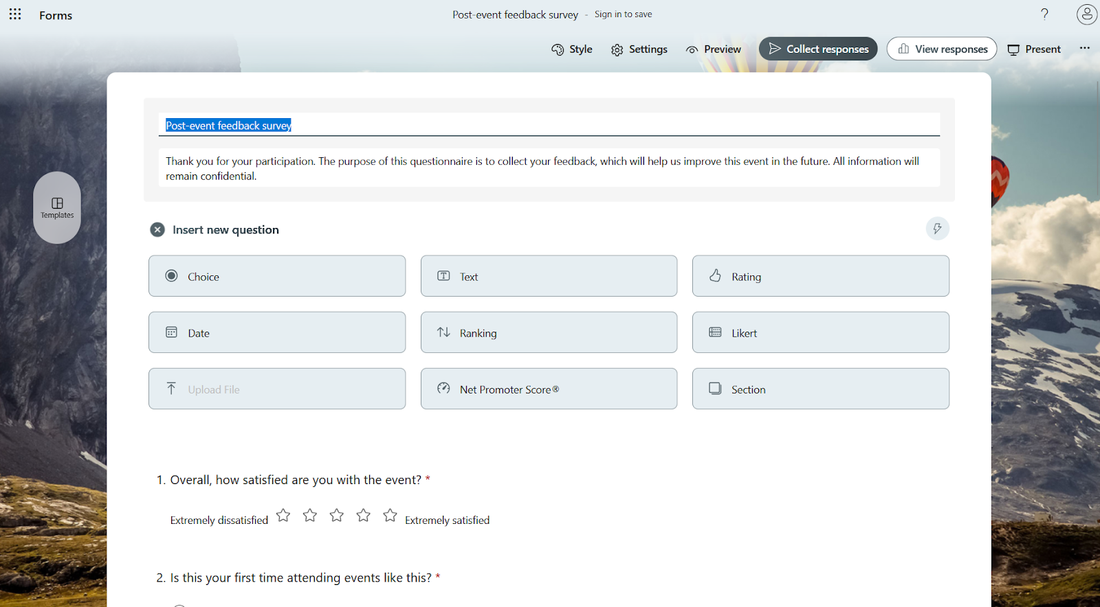 Microsoft Forms User Interface