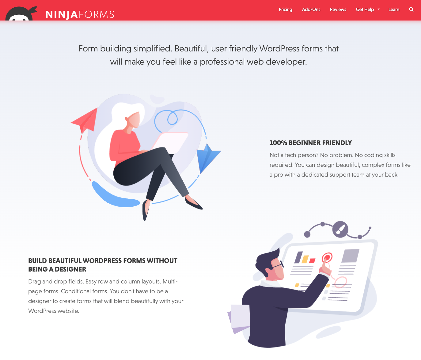 Screenshot of Ninja Forms Website