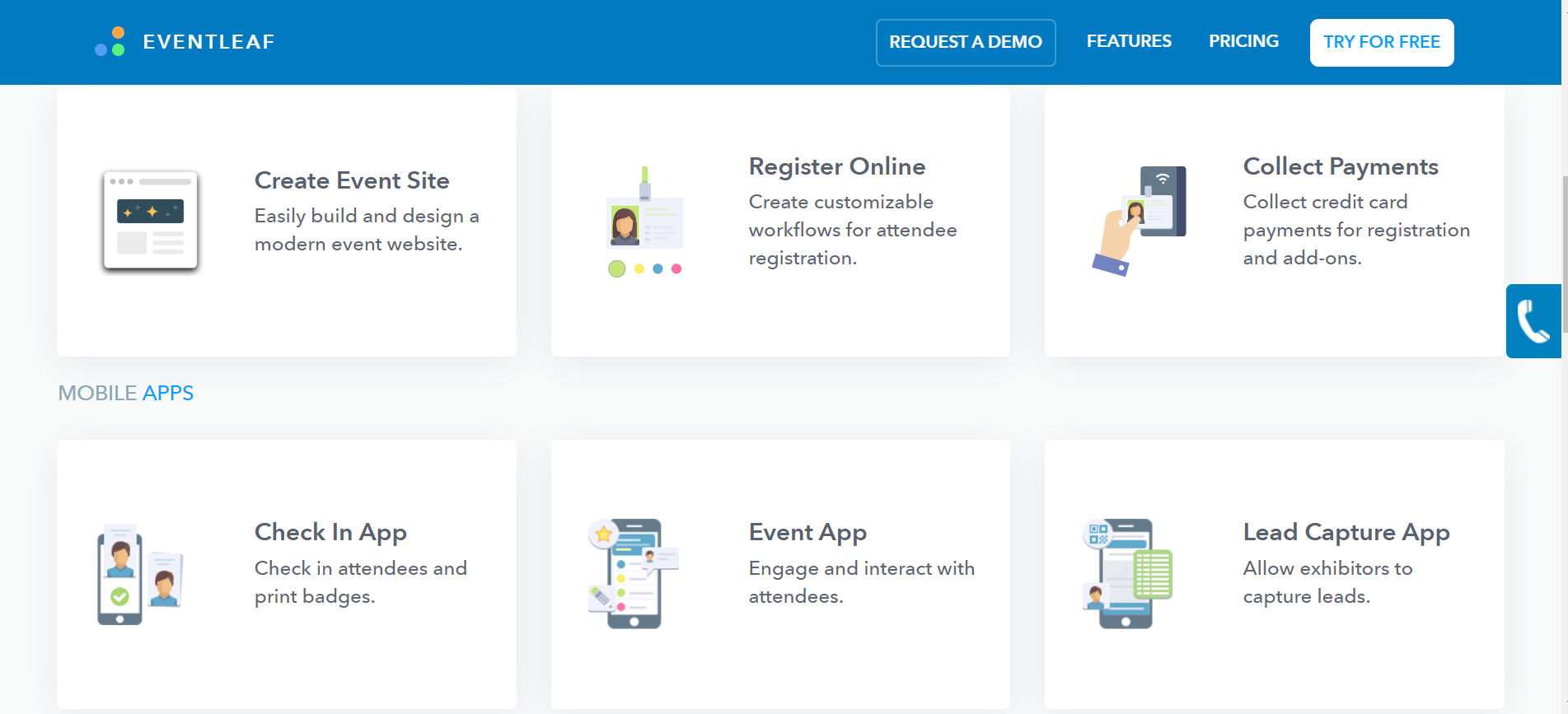 user interface of eventleaf