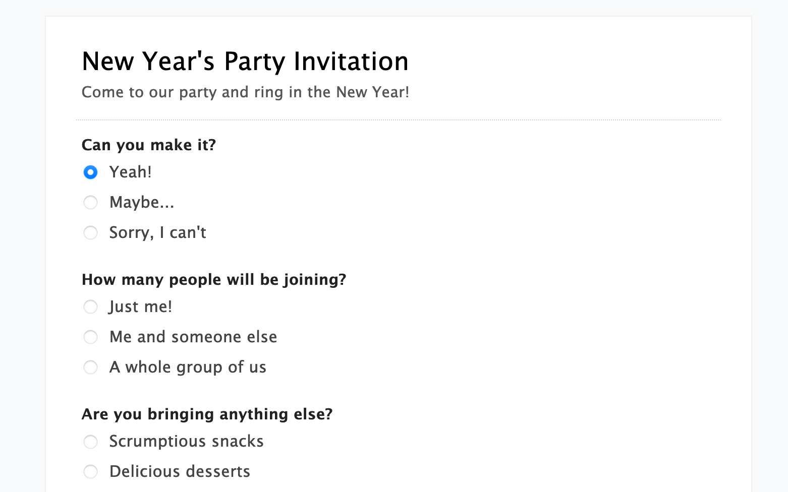 Benutzeroberfläche von Wufoo