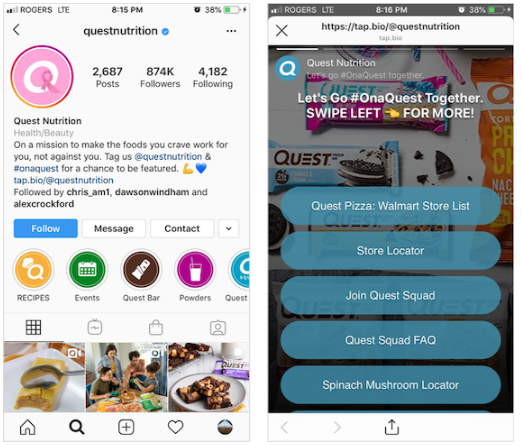 Interfaz de usuario de Tap Bio