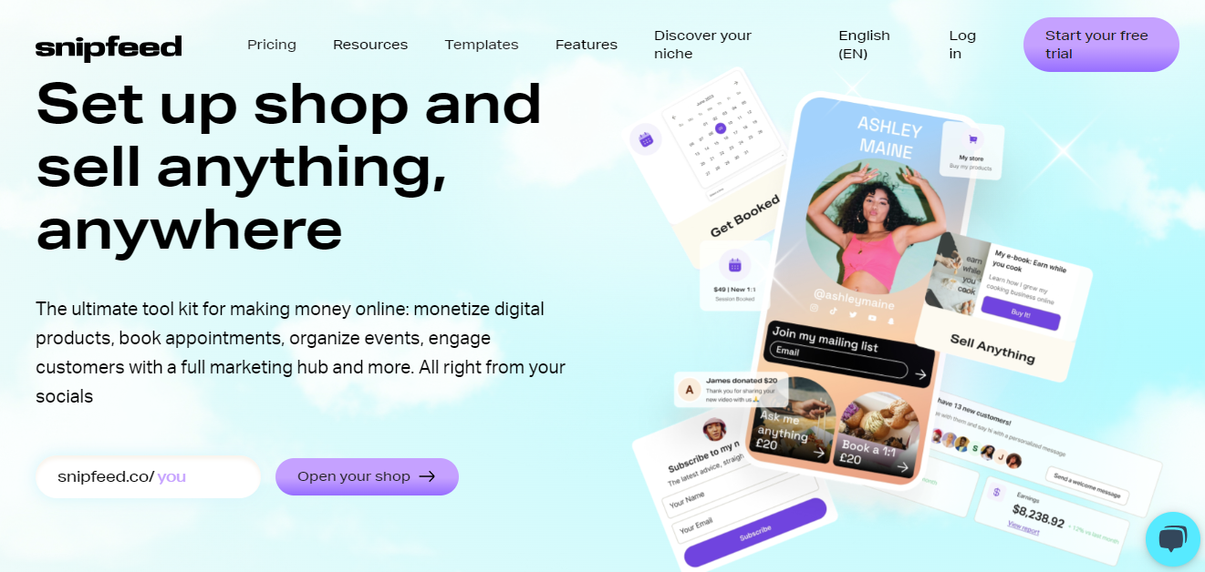 Interfaz de usuario de Snipfeed