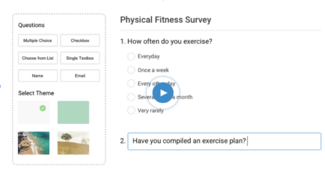 Interface utilisateur de ProProfs Survey Maker