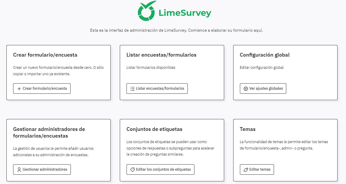 Interface utilisateur de LimeSurvey