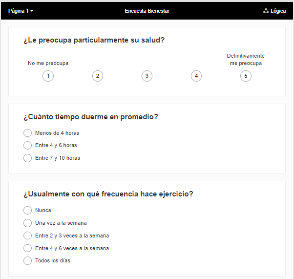 Interface utilisateur de Zoho Survey