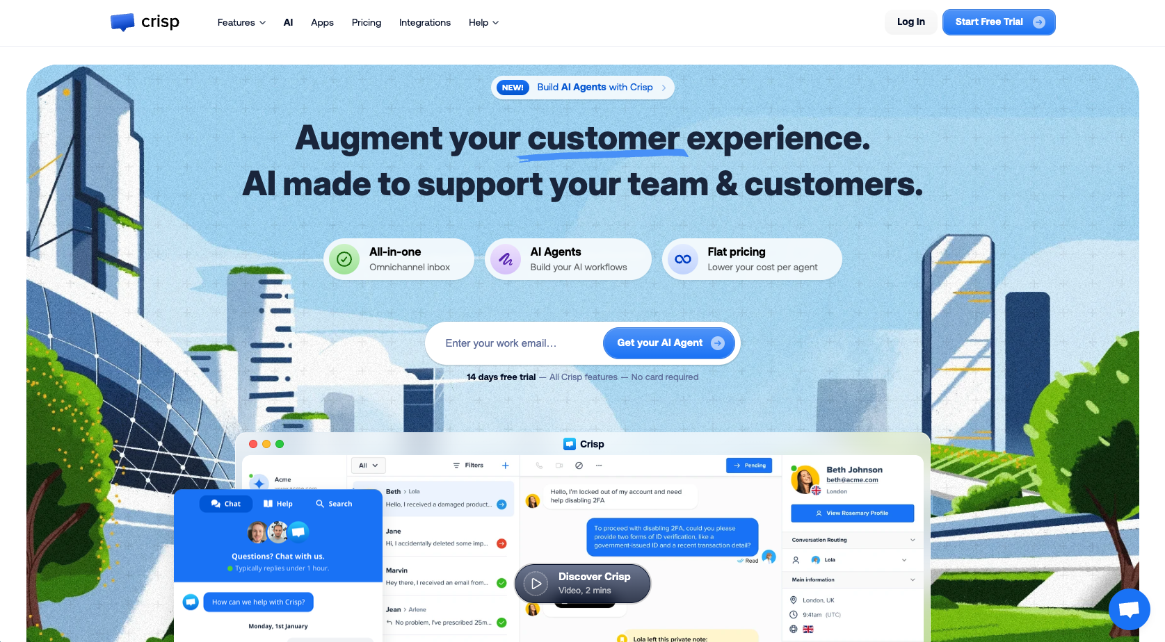 Landing page of Crisp