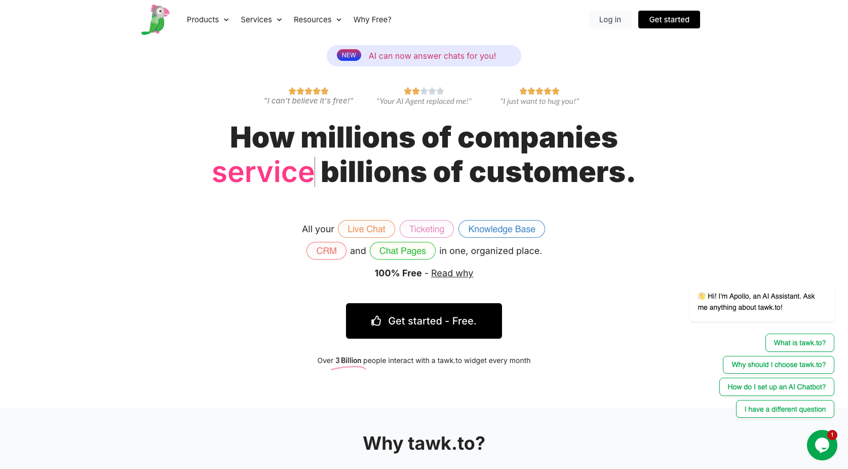 Screenshot of the Tawk