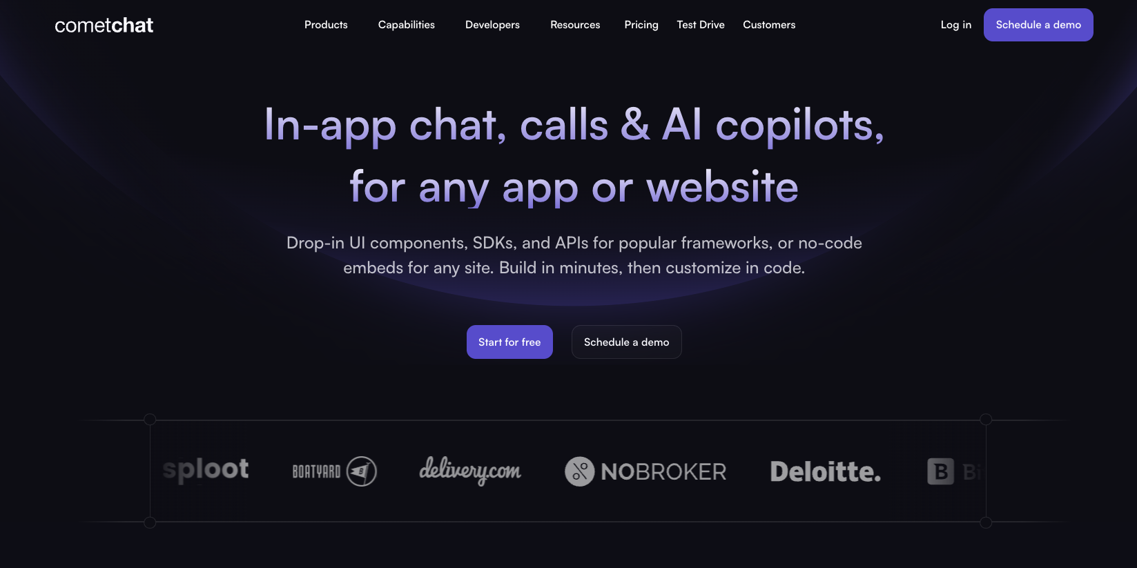 CometChat landing page