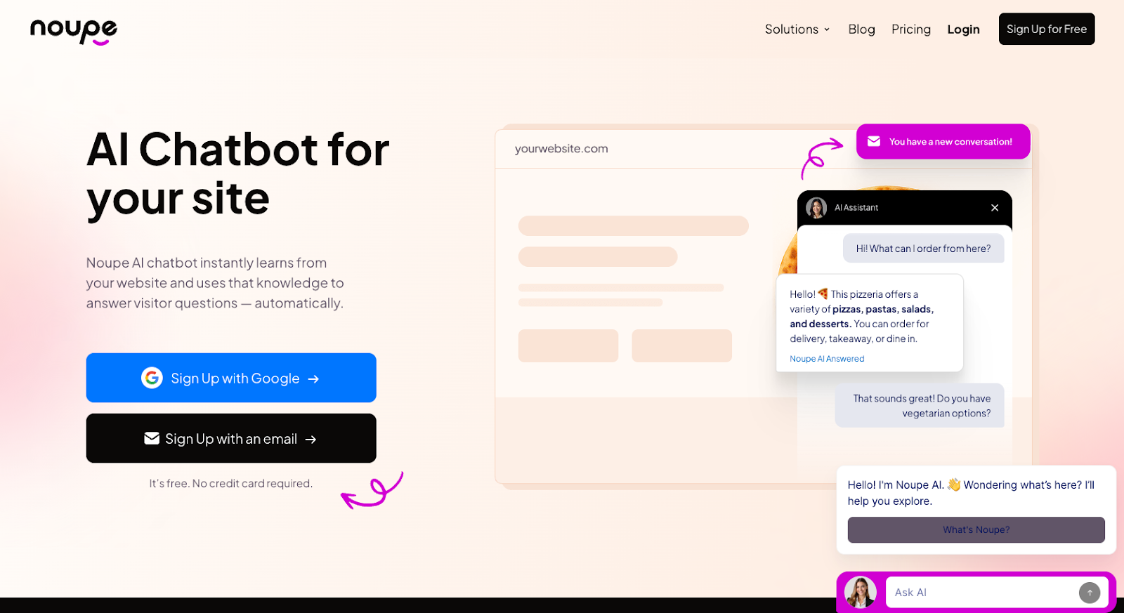 Noupe Landing Page