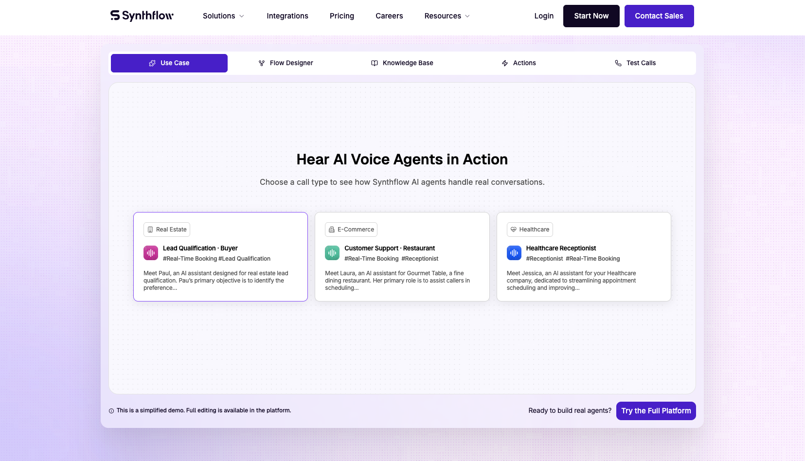 Synthflow AI Landing Page