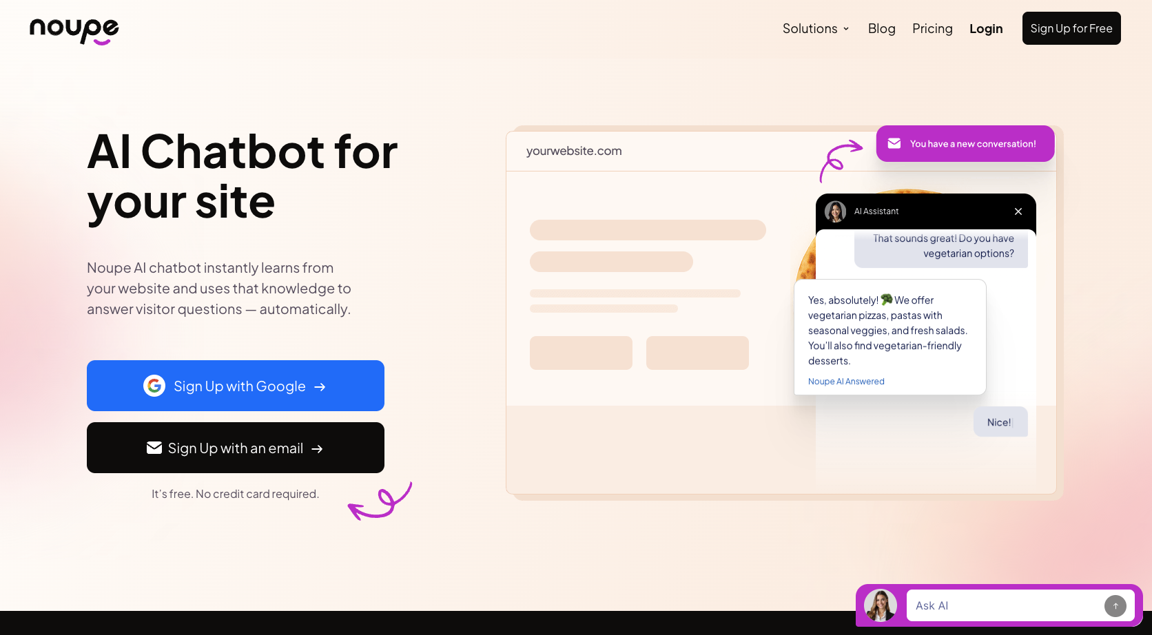 Noupe Landing Page
