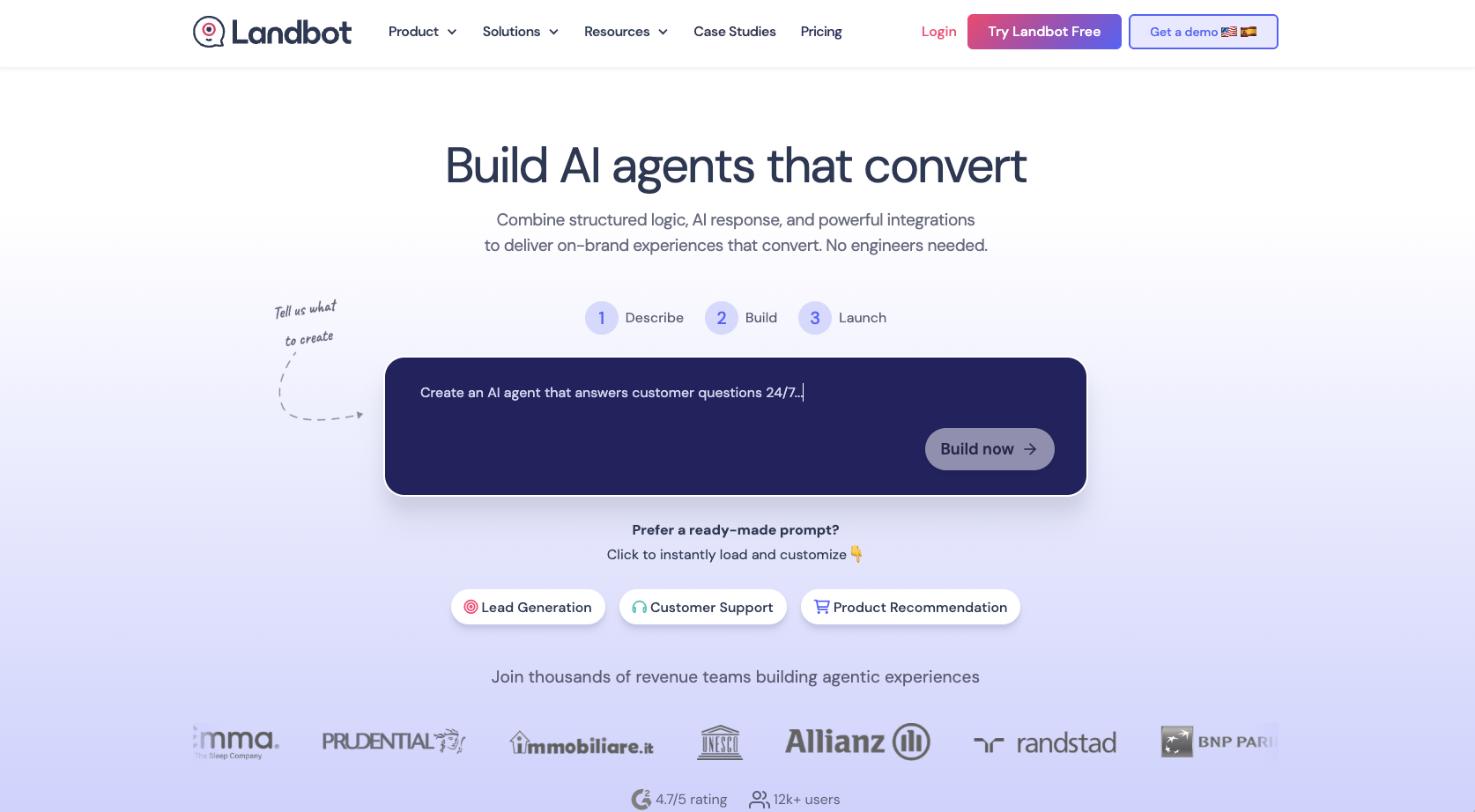 Landbot Landing Page