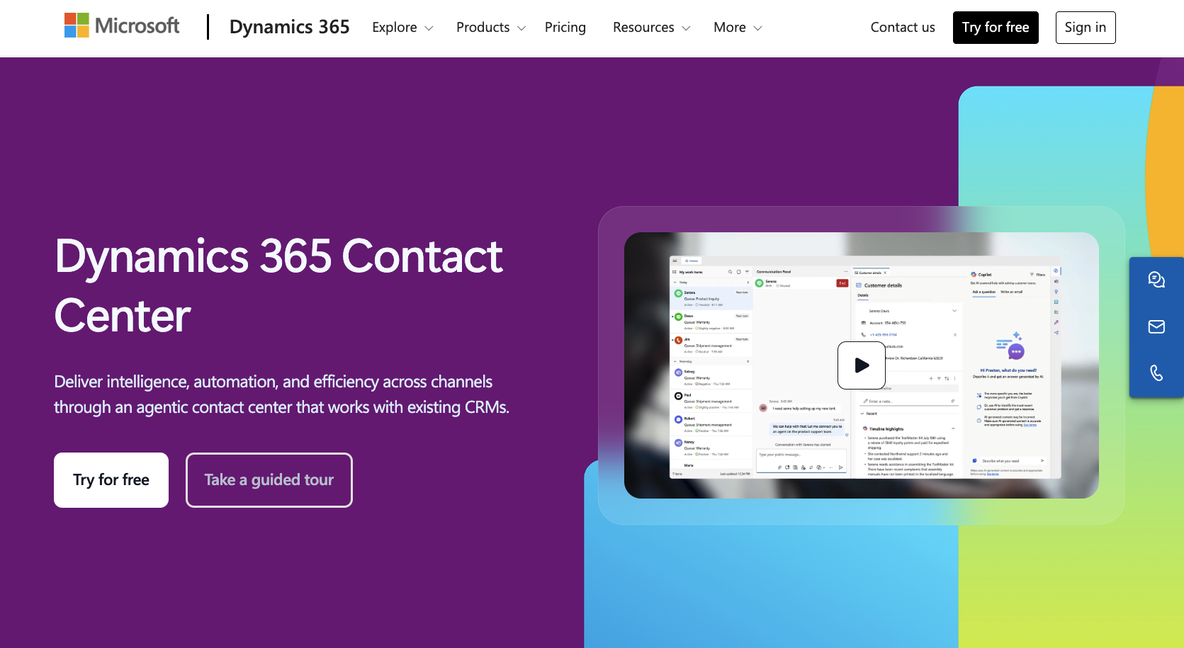 Microsoft Dynamics 365 Virtual Agent Landing Page