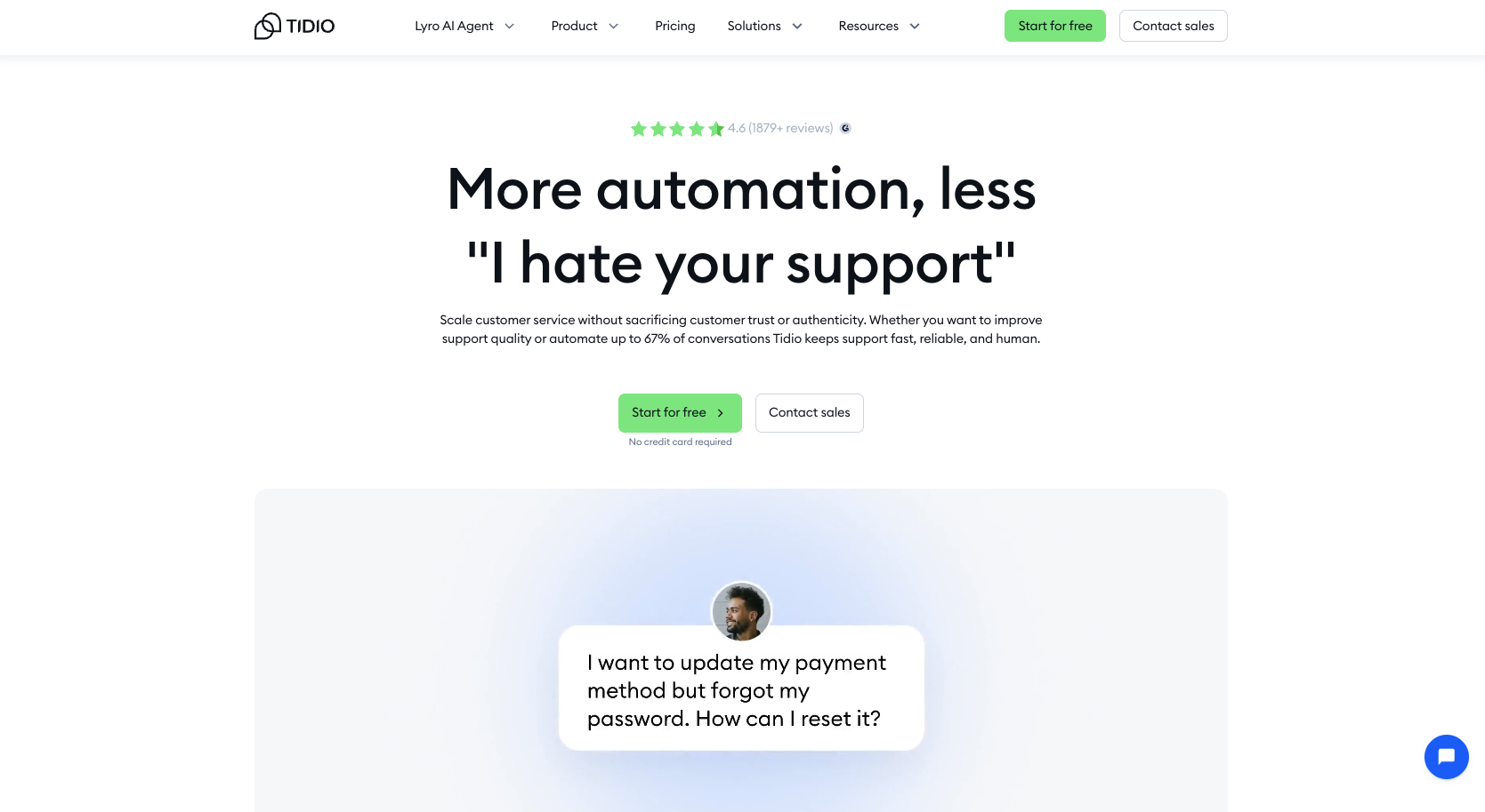 Tidio Live Chat and AI Chatbot Landing Page