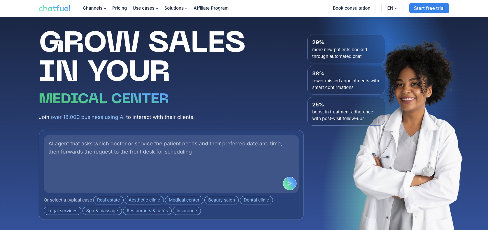 Chatfuel landing page