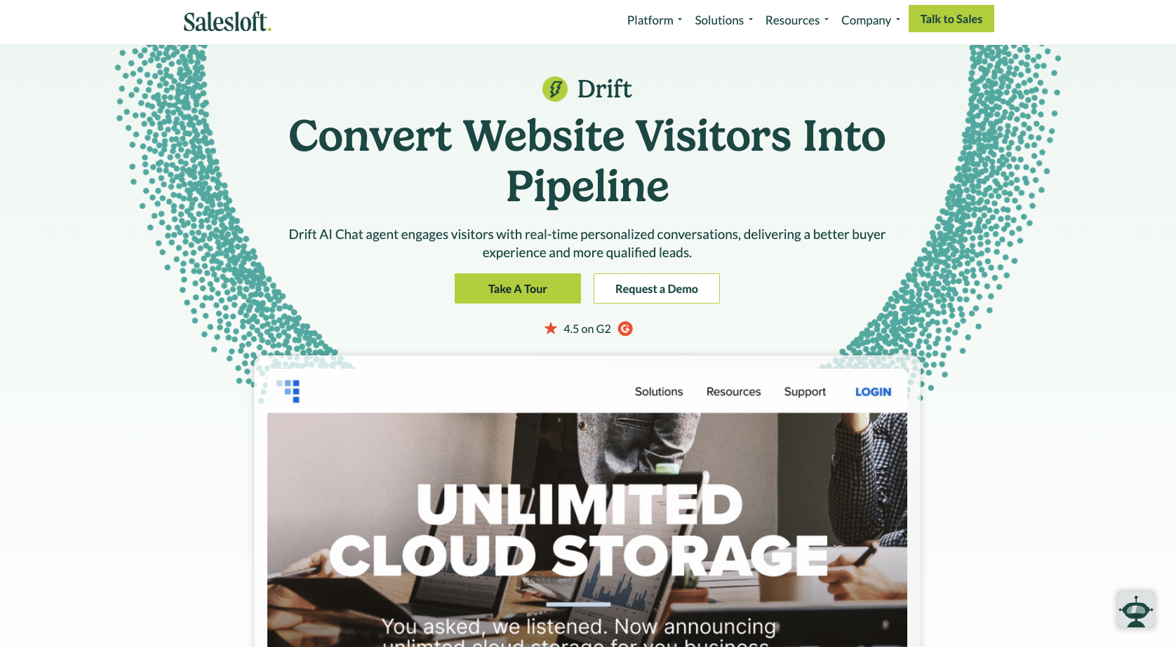 Drift landing page