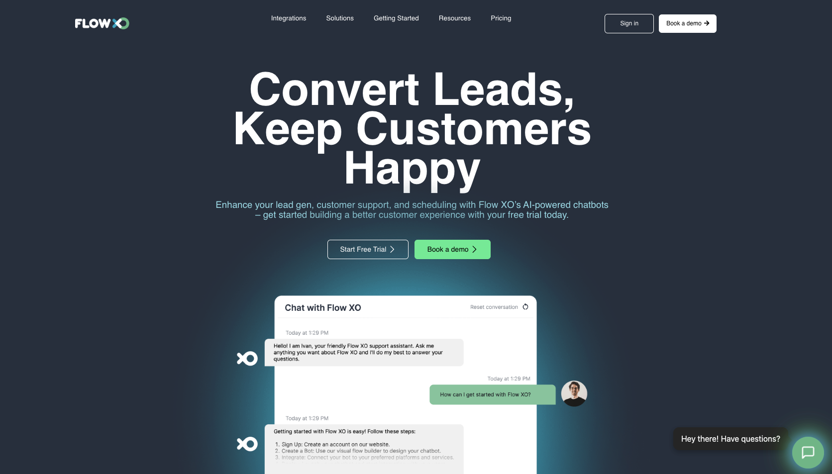 Flow XO landing page