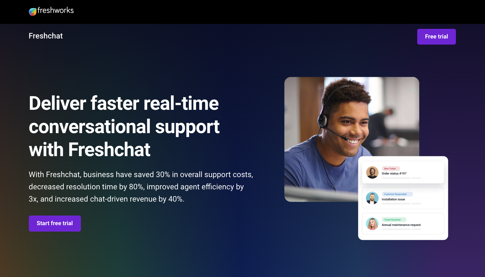 Freshchat landing page