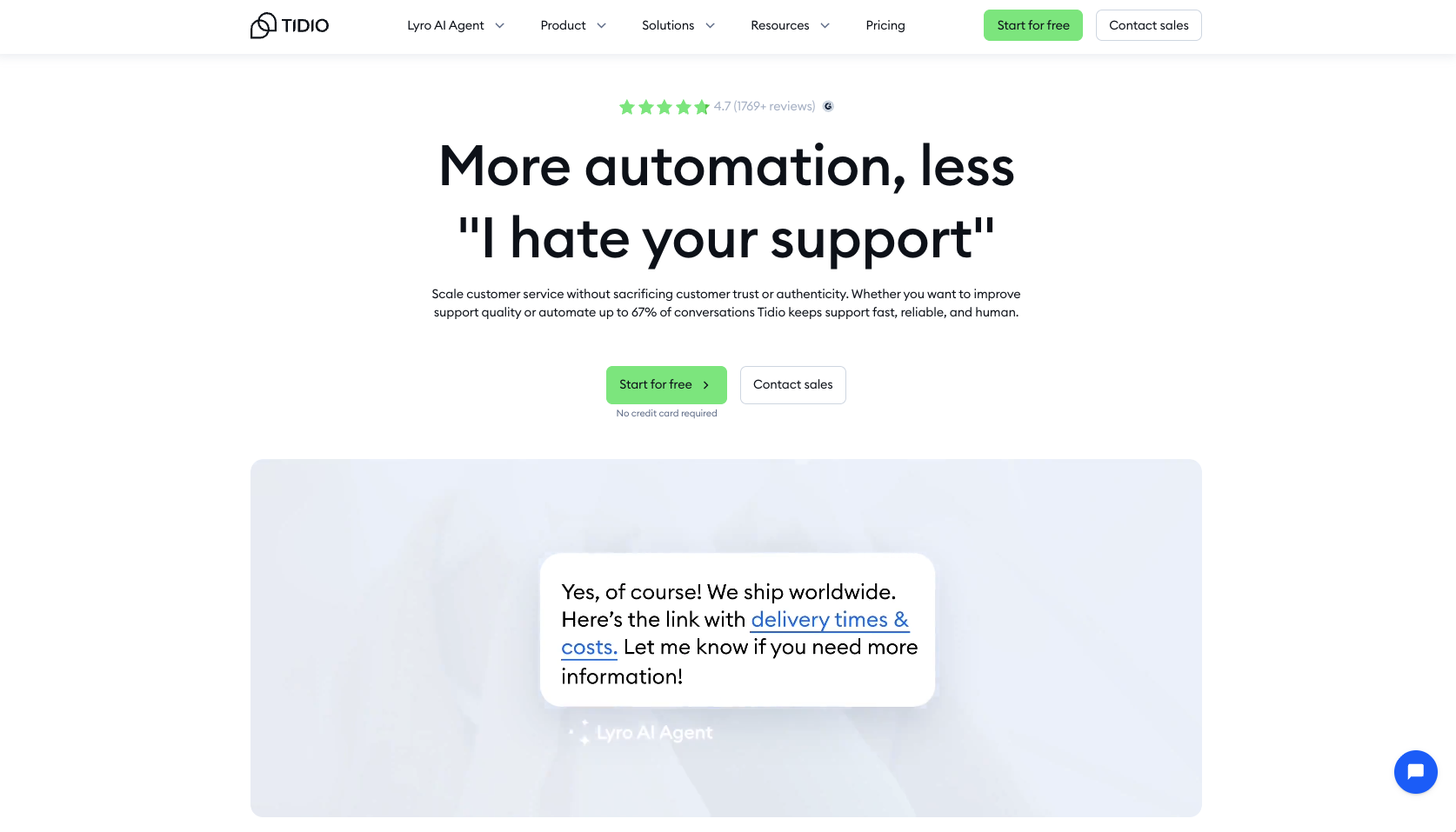 Tidio landing page