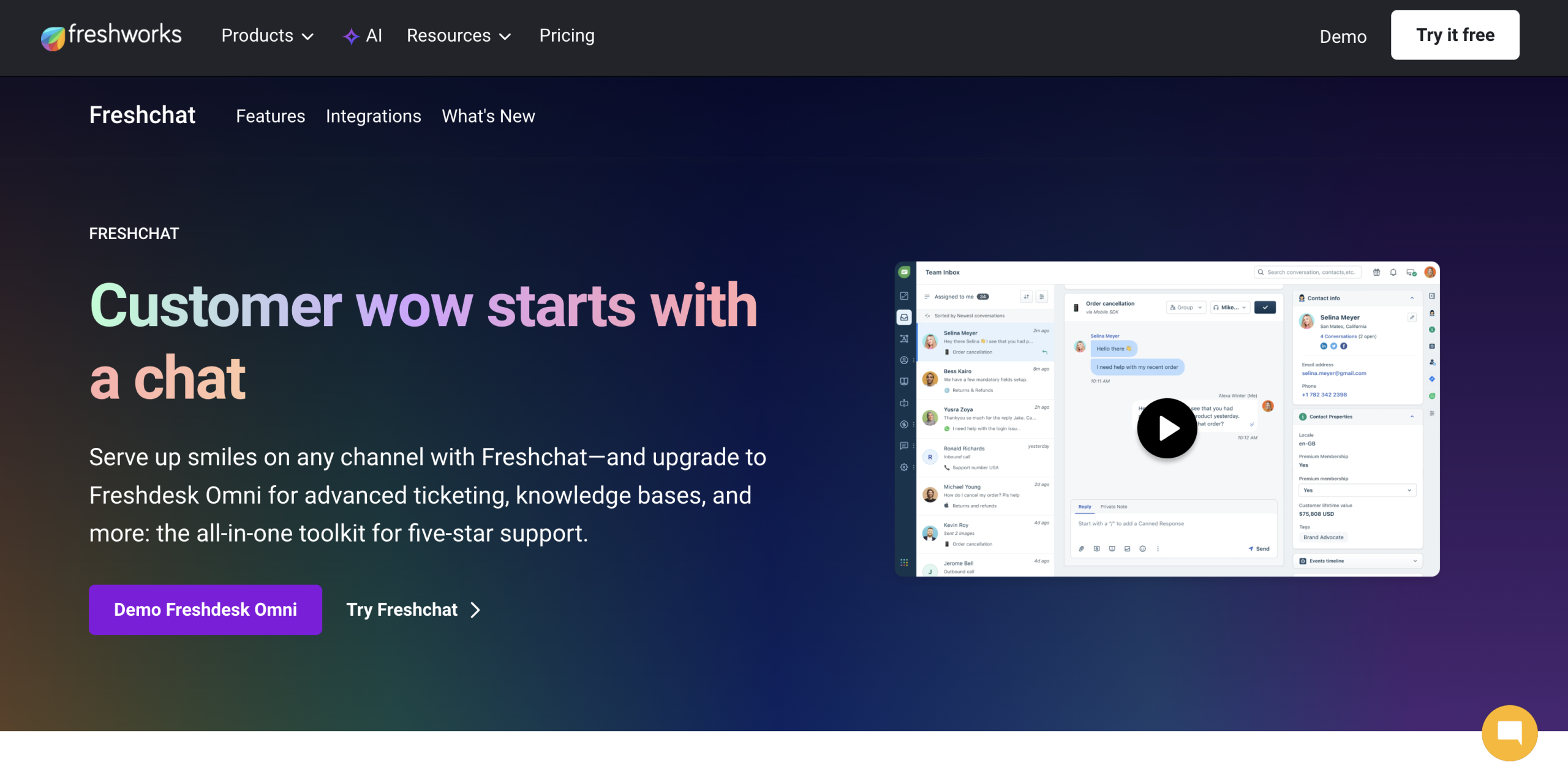Freshchat Landing Page