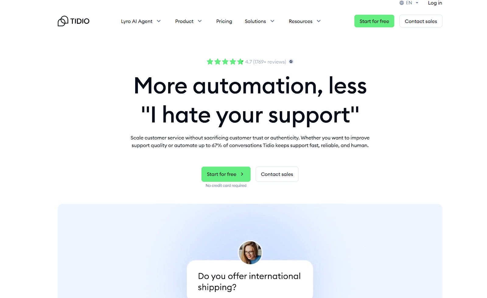 Tidio Landing Page
