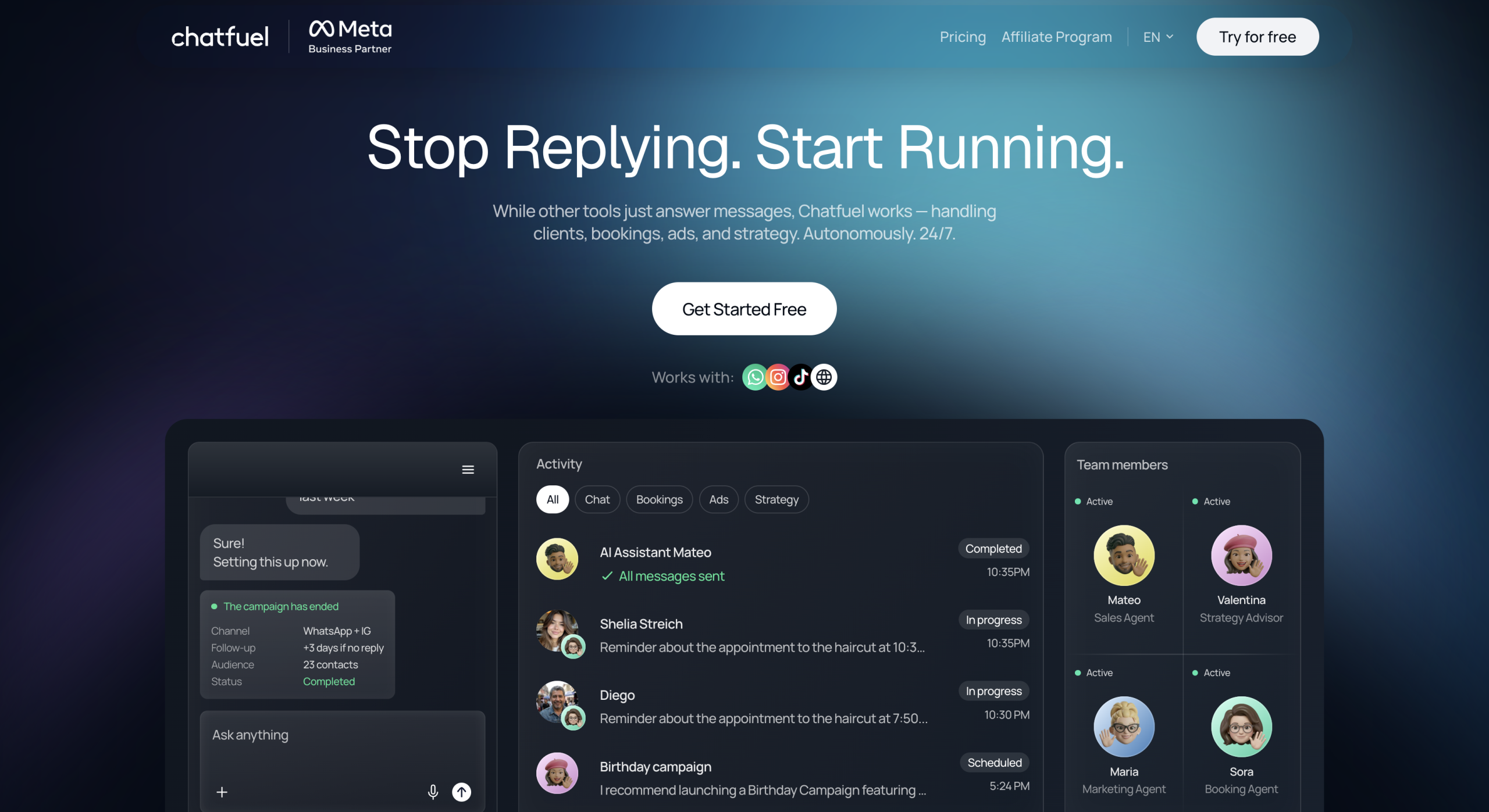 Chatfuel Landing Page