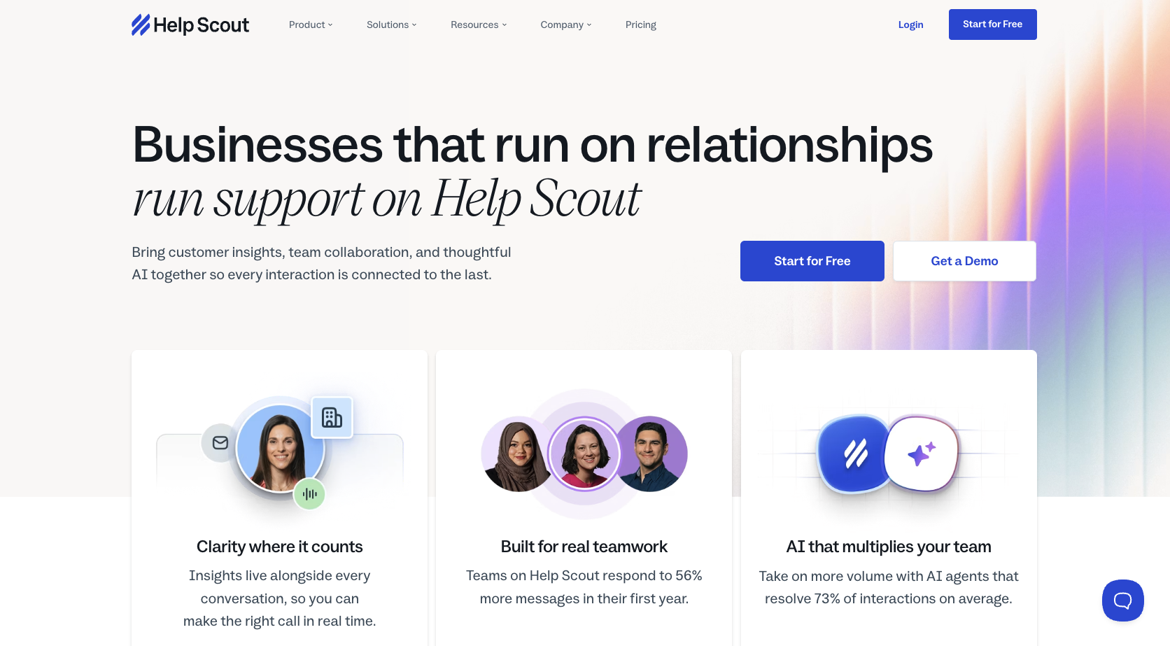 Help Scout landing page