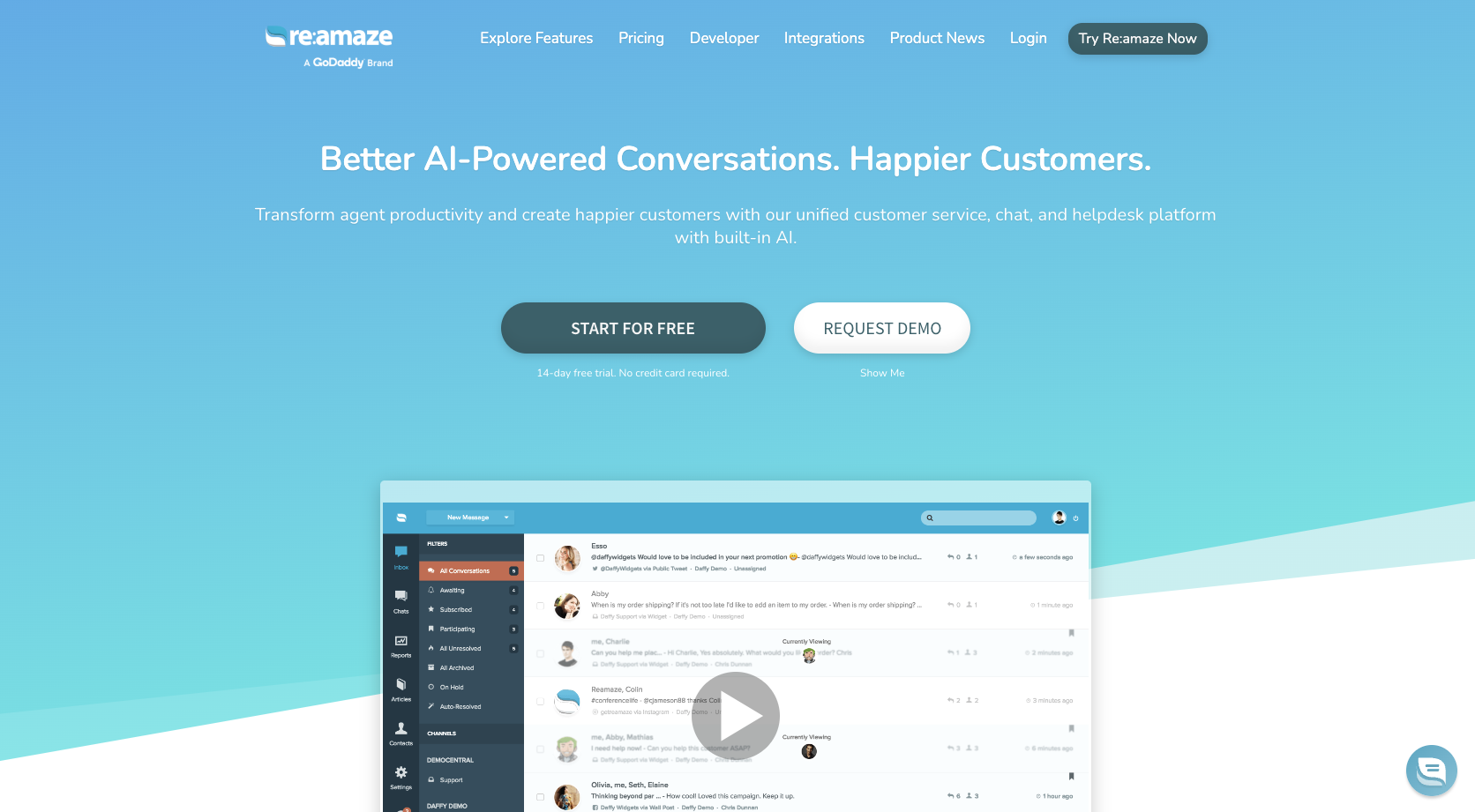 Re:amaze landing page
