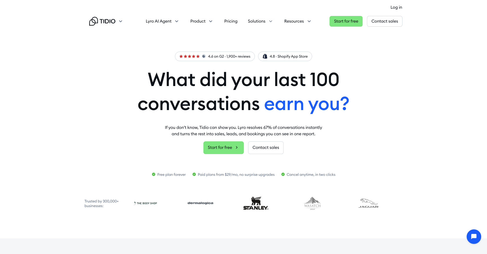 Tidio Landing Page