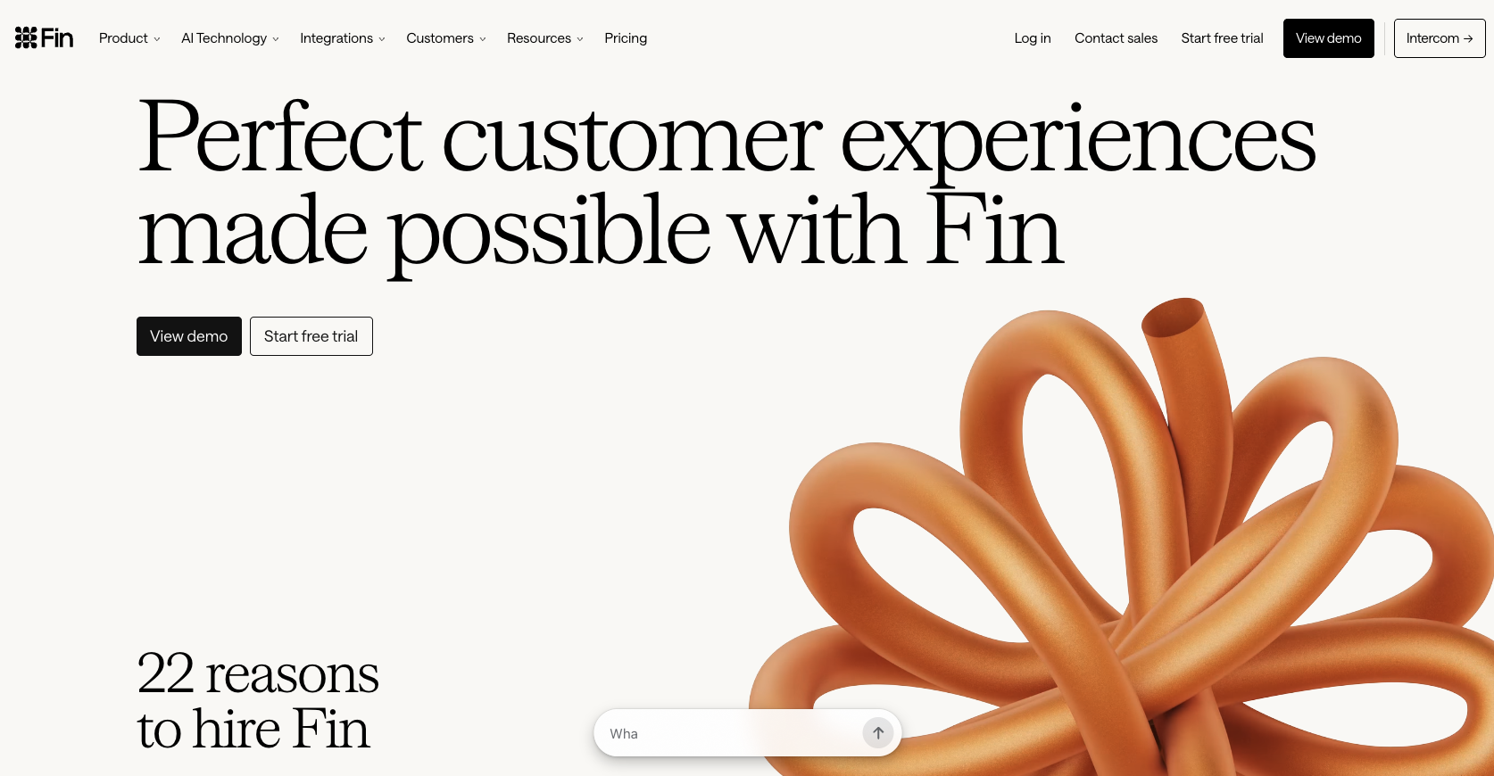 Intercom Fin landing page