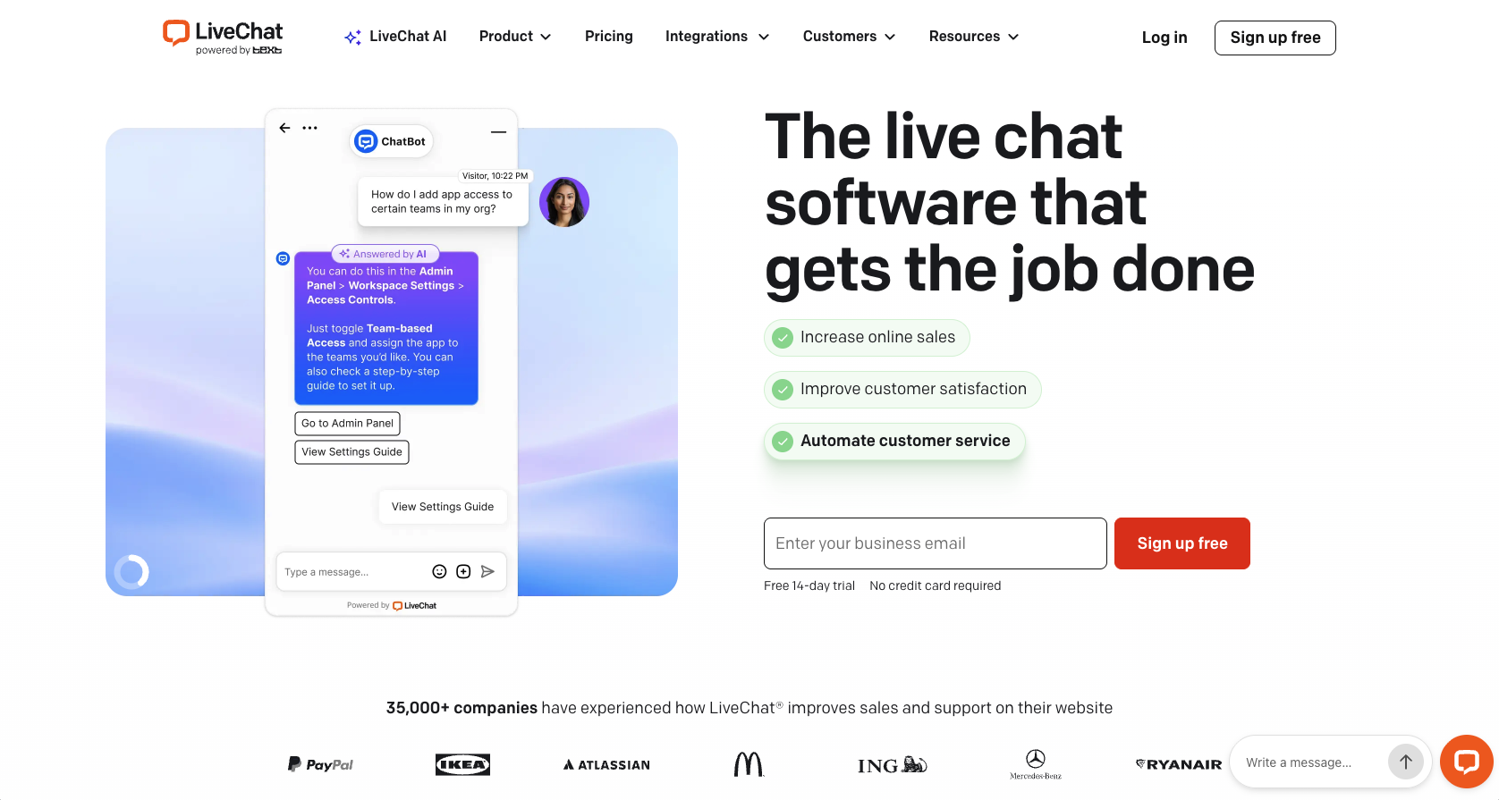 LiveChat Landing Page
