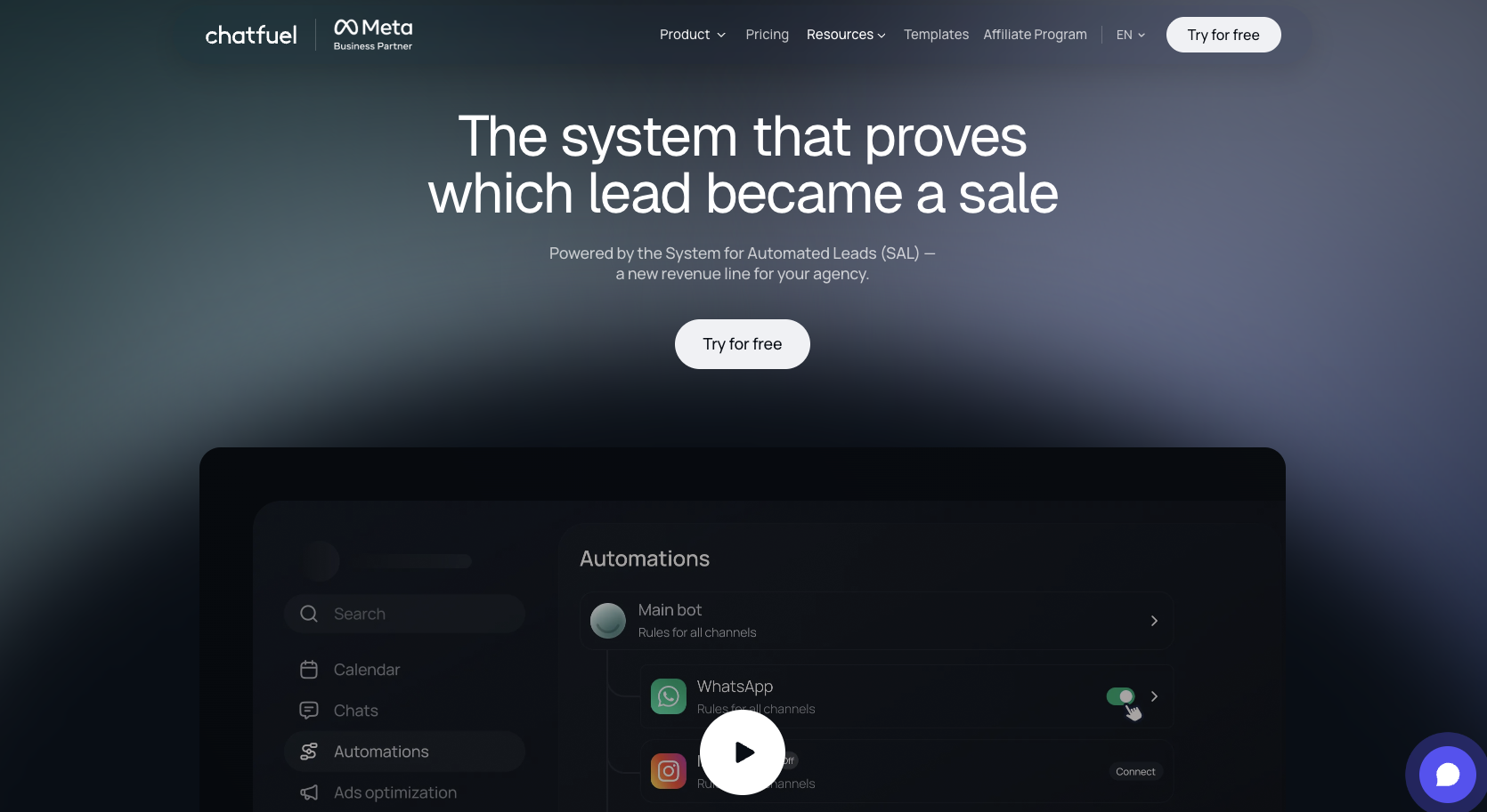 Chatfuel landing page